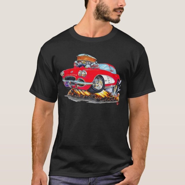 T-shirt Voiture 1961 de rouge de Corvette (Devant)