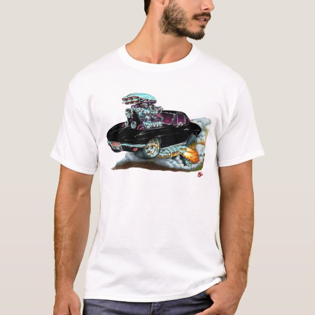 T-shirt Voiture 1966-67 noire de Corvette (Devant)