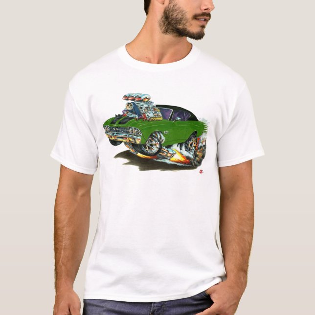 T-shirt Voiture 1968-69 supérieure noire verte de Chevelle (Devant)