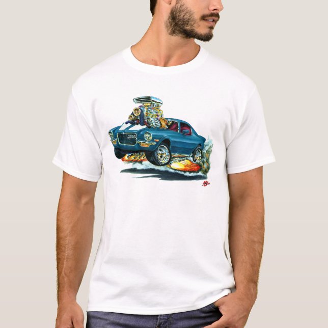 T-shirt Voiture 1970-72 Bleu-Blanche de Camaro (Devant)
