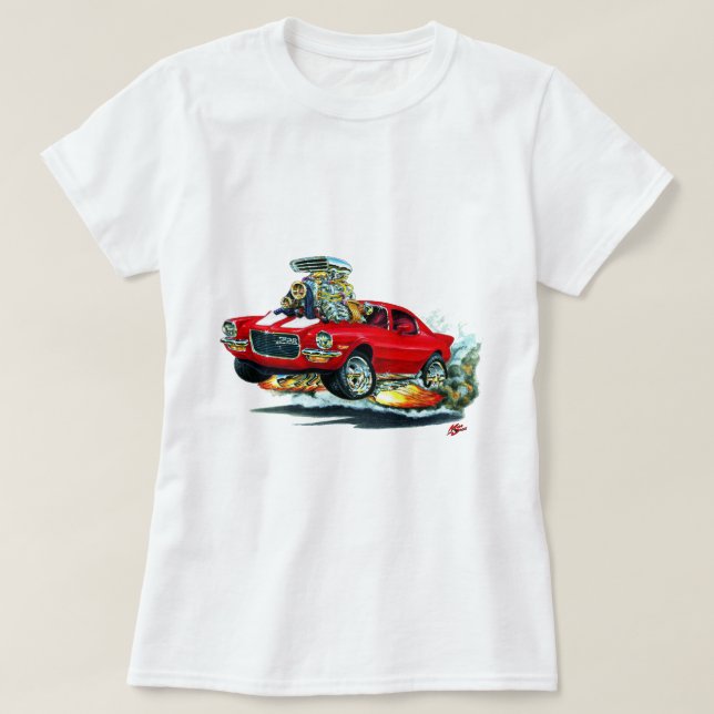 T-shirt Voiture 1970-72 Rouge-Blanche de Camaro (Design devant)