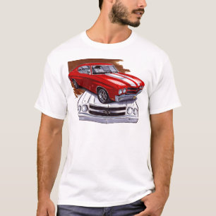T-shirt Voiture 1970 Rouge-Blanche de Chevelle