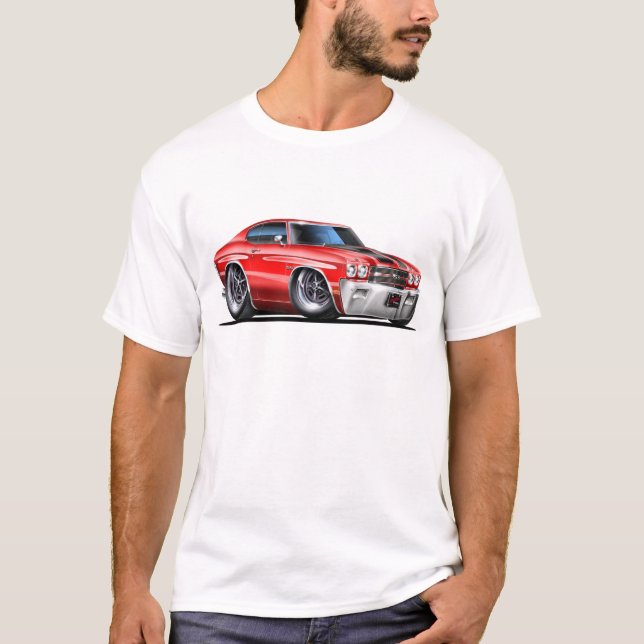 T-shirt Voiture 1970 Rouge-Noire de Chevelle (Devant)