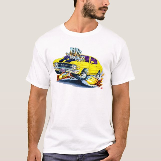 T-shirt Voiture 1971-72 Jaune-Noire de Chevelle (Devant)