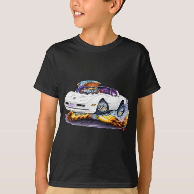 T-shirt Voiture 1980-82 de blanc de Corvette (Devant)
