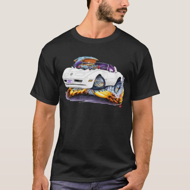 T-shirt Voiture 1980-82 de blanc de Corvette (Devant)