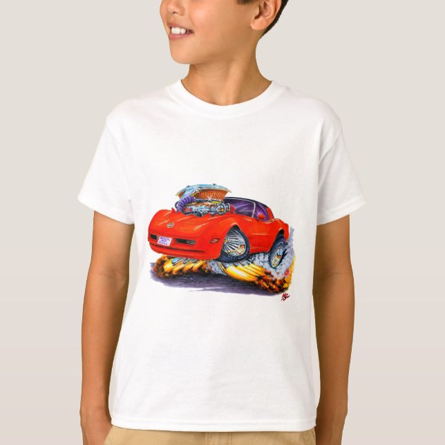 T-shirt Voiture 1980-82 de rouge de Corvette (Devant)