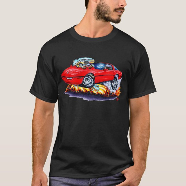 T-shirt Voiture 1984-93 de rouge de Corvette (Devant)