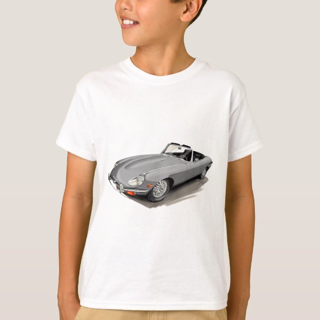 T-shirt Voiture argentée de Jaguar XKE (Devant)