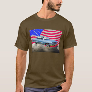 T-shirt Voiture Chevrolet Impala Et Drapeau Américain 196