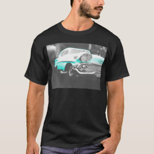 T-shirt Voiture classique bleu vif à chevy impala 1958