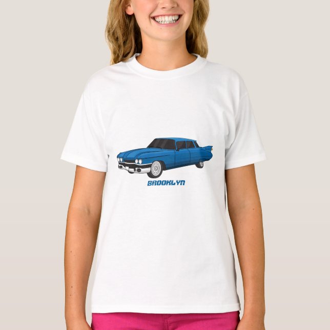 T-shirt Voiture classique bleue cool 1959 (Devant)