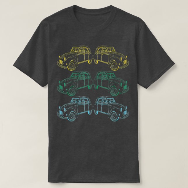 T-shirt Voiture Classique Français Voiture 2CV Retro Vinta (Design devant)