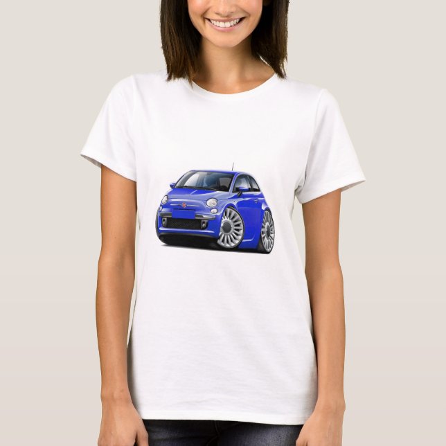 T-shirt Voiture de bleu de Fiat 500 (Devant)