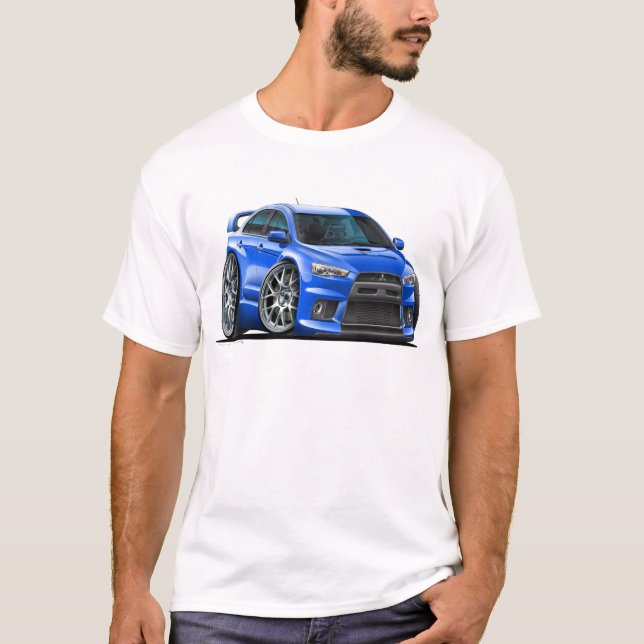 T-shirt Voiture de bleu de Mitsubishi Evo (Devant)