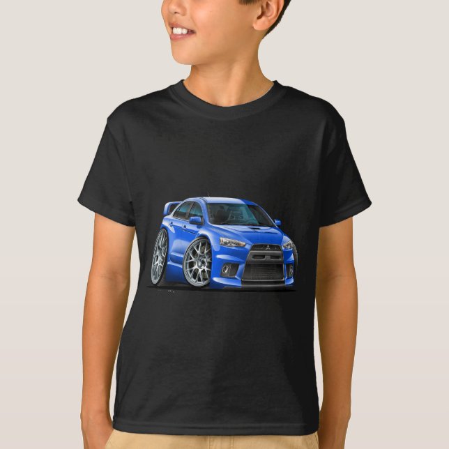 T-shirt Voiture de bleu de Mitsubishi Evo (Devant)