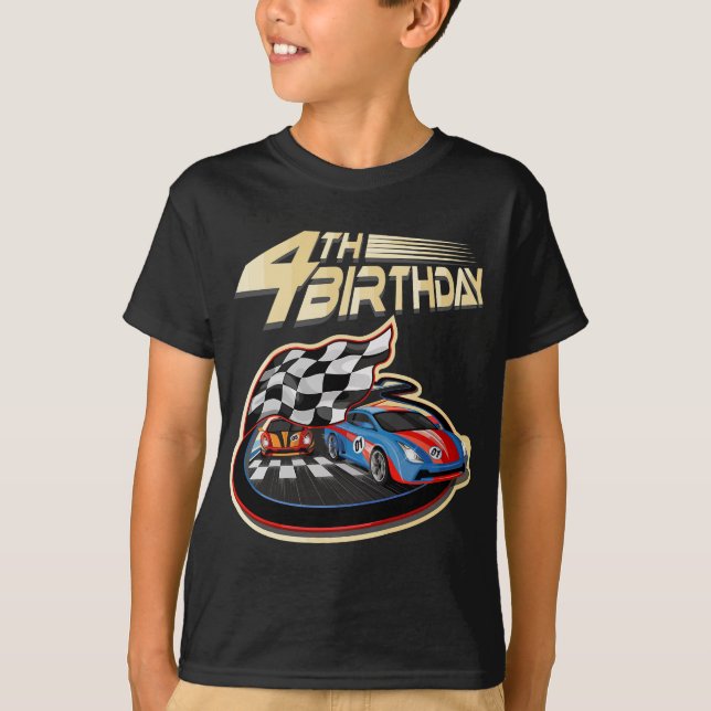 T-shirt Voiture de course 4e anniversaire 4 ans Cadeaux (Devant)