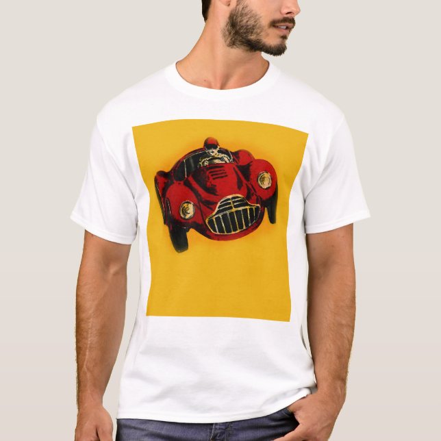 T-shirt Voiture de course automobile jaune rouge (Devant)
