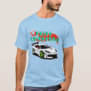 T-shirt Voiture de course blanche élégante avec accents ve