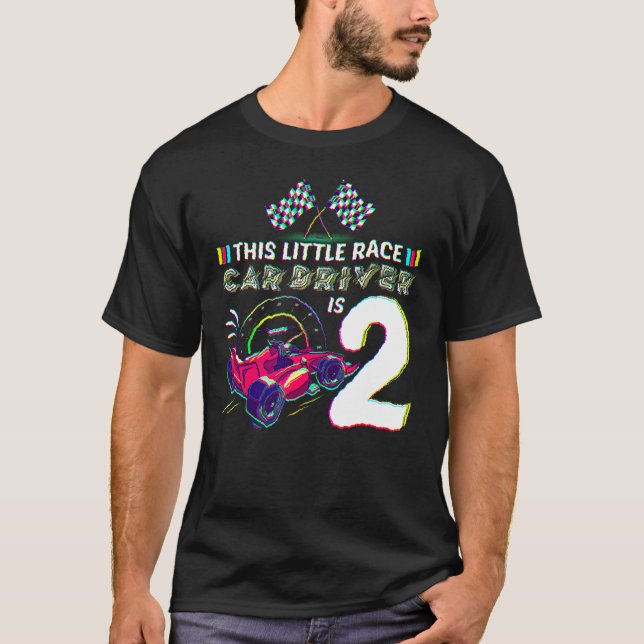 T-shirt Voiture de course de 2 ans Anniversaire 2e Fête de (Devant)