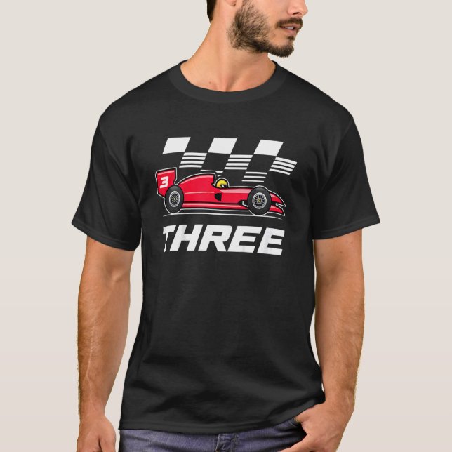 T-shirt Voiture de course pour enfants 3e anniversaire gar (Devant)