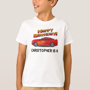 T-shirt Voiture de course rouge chaude avec la fête