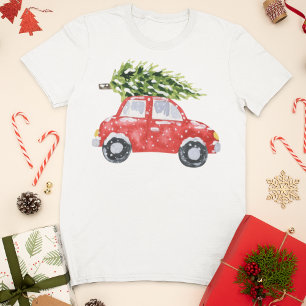 T-shirt Voiture de Noël Watercolor