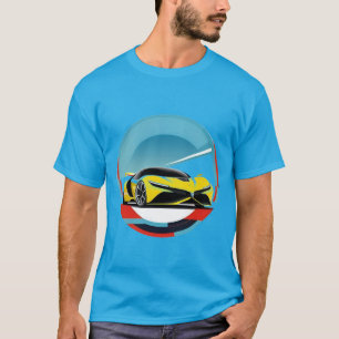 T-shirt Voiture de sport jaune en illustration moderne ron