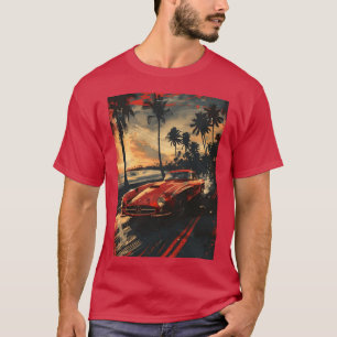 T-shirt Voiture de sport Mercedes Sunset Drive amis rétro