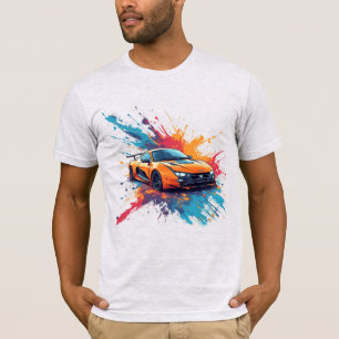 T-shirt Voiture de sport orange vibrante rue esthétique De