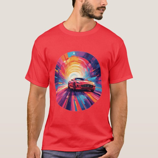 T-shirt Voiture de sport rouge dynamique dans un design sp (Devant)