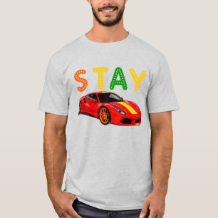 T-shirt Voiture de sport rouge vibrant avec des bandes jau