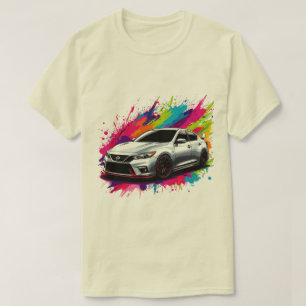 T-shirt Voiture de sport vibrante avec éclaboussure de cou