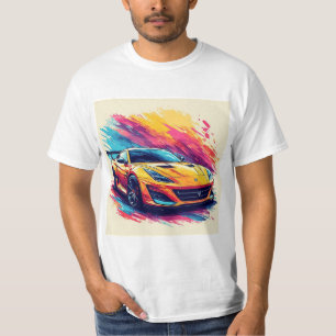 T-shirt Voiture de sport vibrante dans un art abstrait dyn