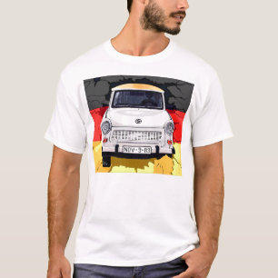 T-shirt Voiture de Trabant et drapeau allemand, mur de