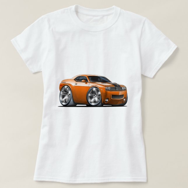 T-shirt Voiture d'orange de challengeur de Dodge (Design devant)