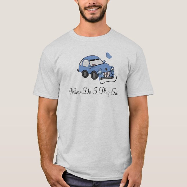 T-shirt Voiture électrique - où puis-je me brancher? (Devant)