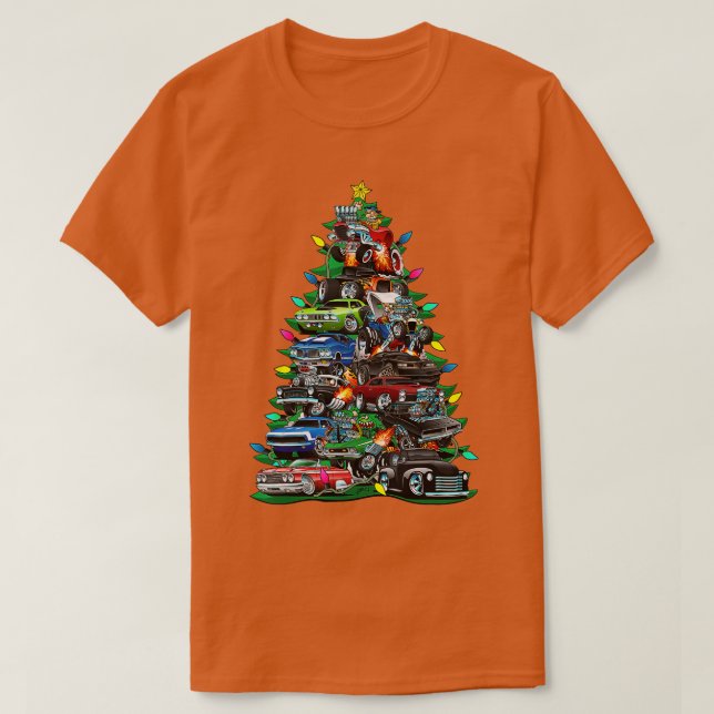 T-shirt Voiture Madness Arbre de Noël Classique Muscle Car (Design devant)