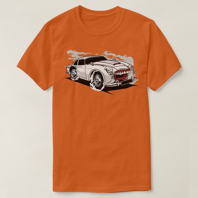 T-SHIRT VOITURE MONSTER RETRO BLANCHE (Design devant)
