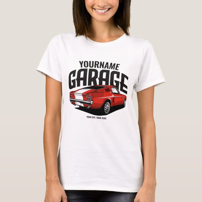 T-shirt Voiture Muscle Personnalisée 1967 Garage Fastback  (Devant)