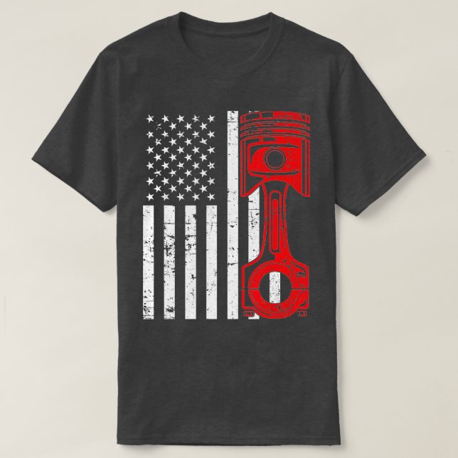 T-shirt Voiture Patriotique American Flag Piston Muscle Vi (Design devant)