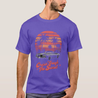 T-shirt Voiture Rétro Coucher de soleil faisant du rodéo à