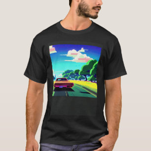 T-shirt Voiture synthwave déborder la rétrowave futuresynt