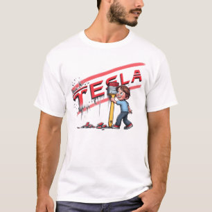 T-shirt Voiture Tesla En Couleur Rouge