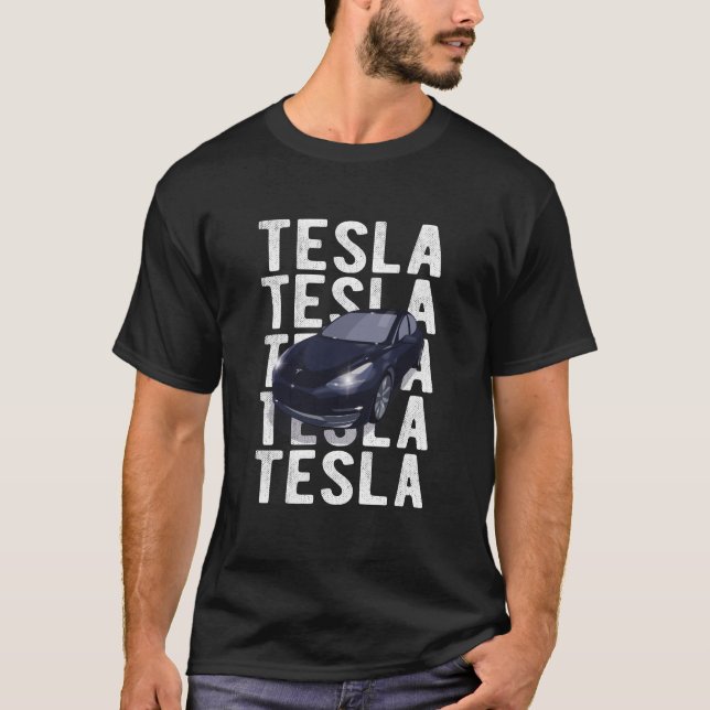 T-shirt Voiture Tesla voiture électrique (Devant)