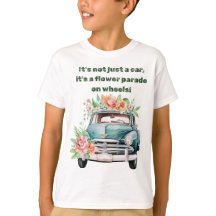 Voiture Vintage avec fleur de printemps vert