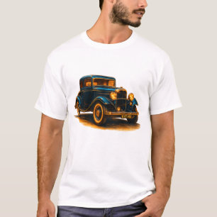 T-Shirt Voiture Vintage Bleu Classique – Coupé Rét