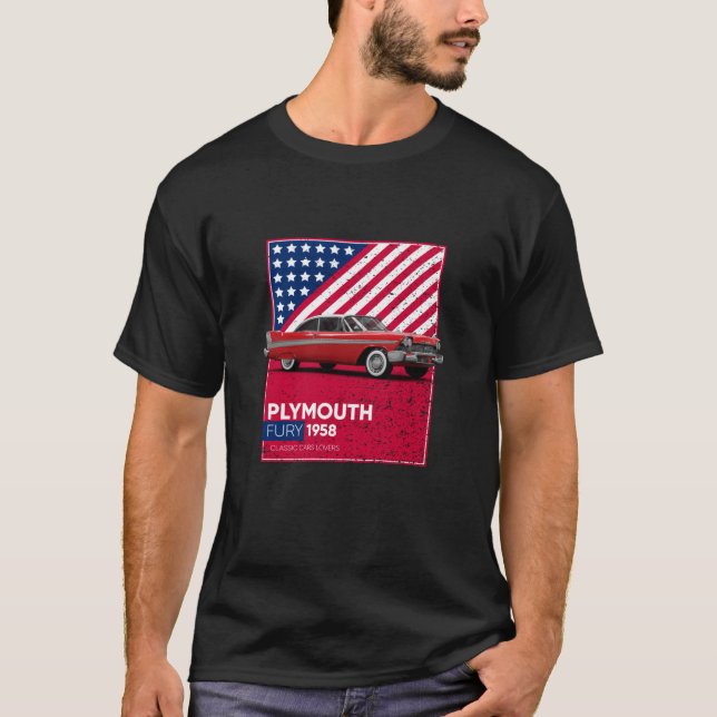 T-shirt Voitures classiques Plymouth Fury 1958 (Devant)