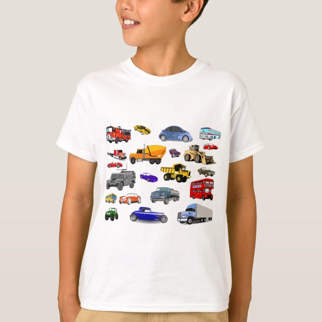 T-shirt voitures de course d'autobus de bouteur de (Devant)