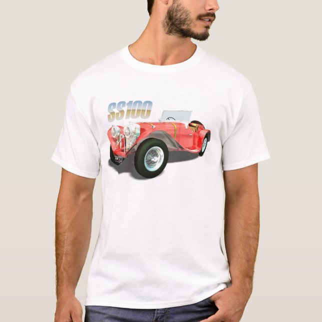 T-shirt Voitures de culte - Jaguar SS100 (Devant)